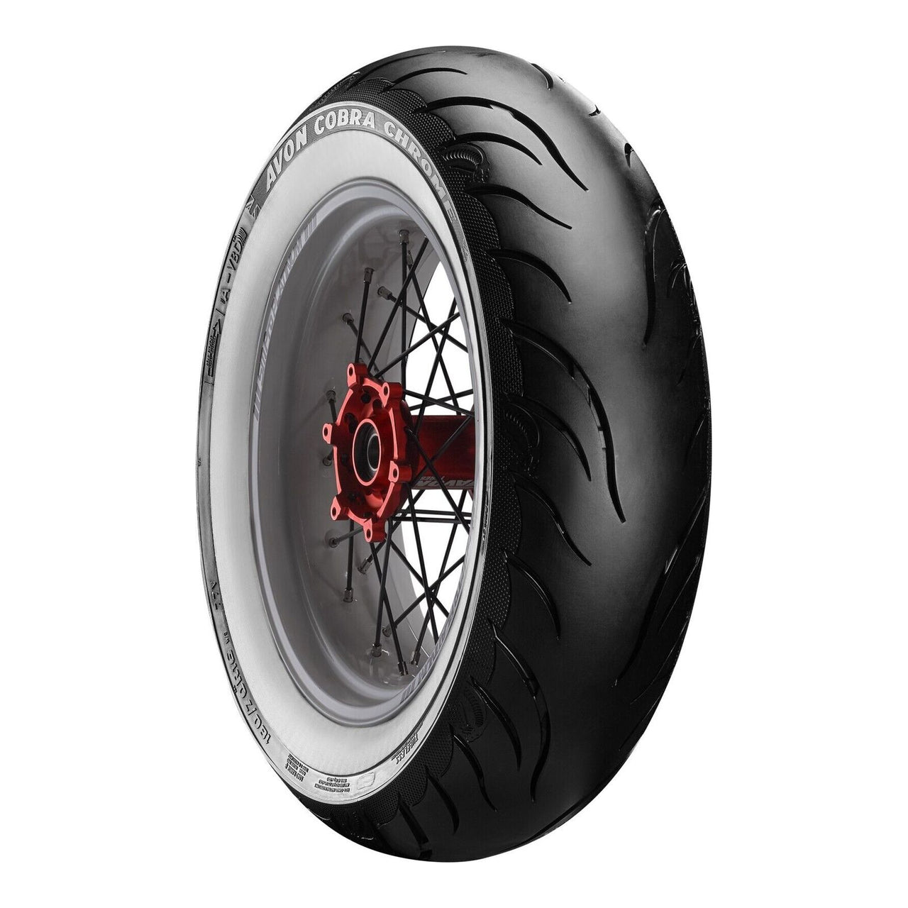 Avon Cobra Chrome 150/80B16 White Wall Rear Tyre (77V Rating) AV92