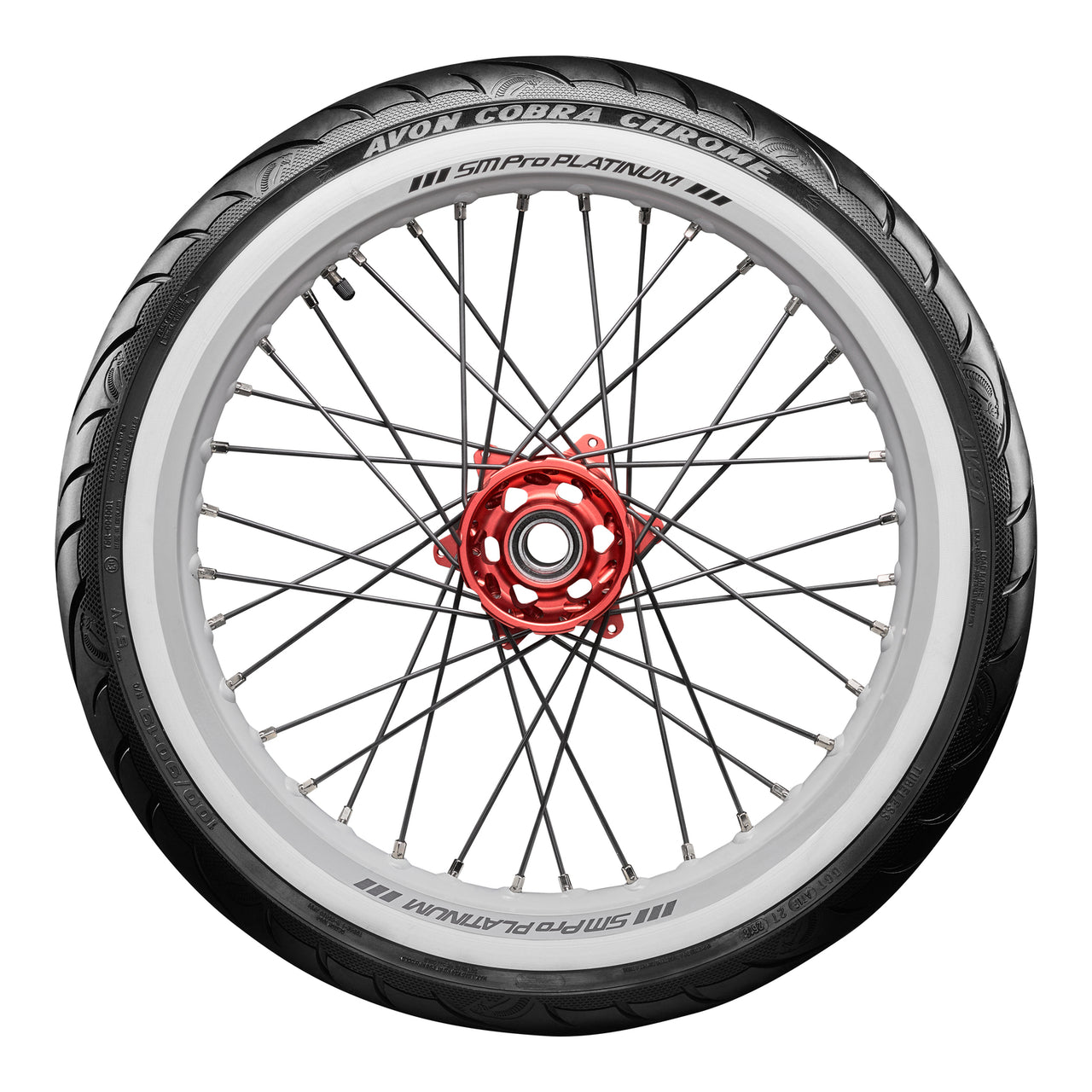 Avon Cobra Chrome 120/70-21 White Wall Front Tyre (68V Rating) AV91