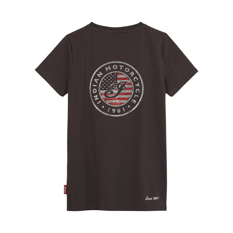 Indian Womens Usa Flag Glitter Tee, Charcoal