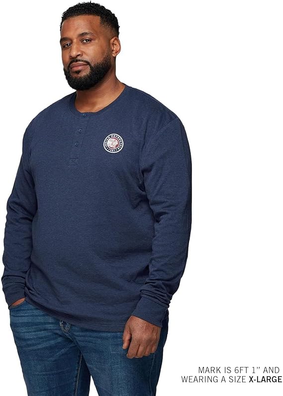 Indian Motorcycle Men's Duofold Henley Long Sleeve T-Shirt, Navy 