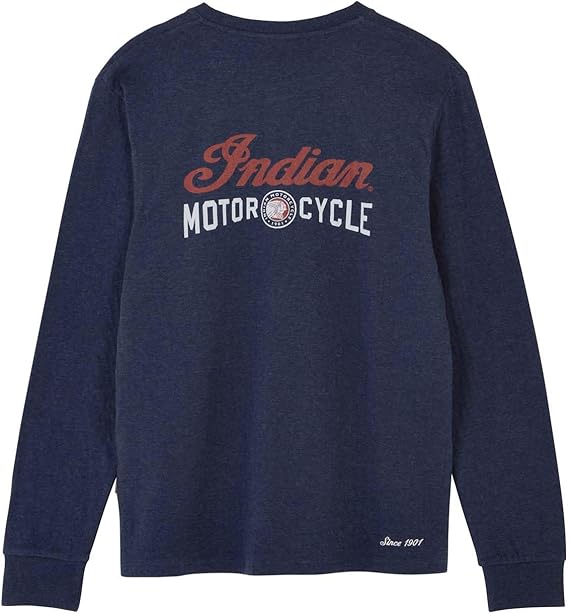 Indian Motorcycle Men's Duofold Henley Long Sleeve T-Shirt, Navy 