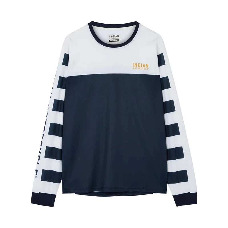 Indian Motorcycle Men's Striped Sleeve Jersey T-Shirt - White
