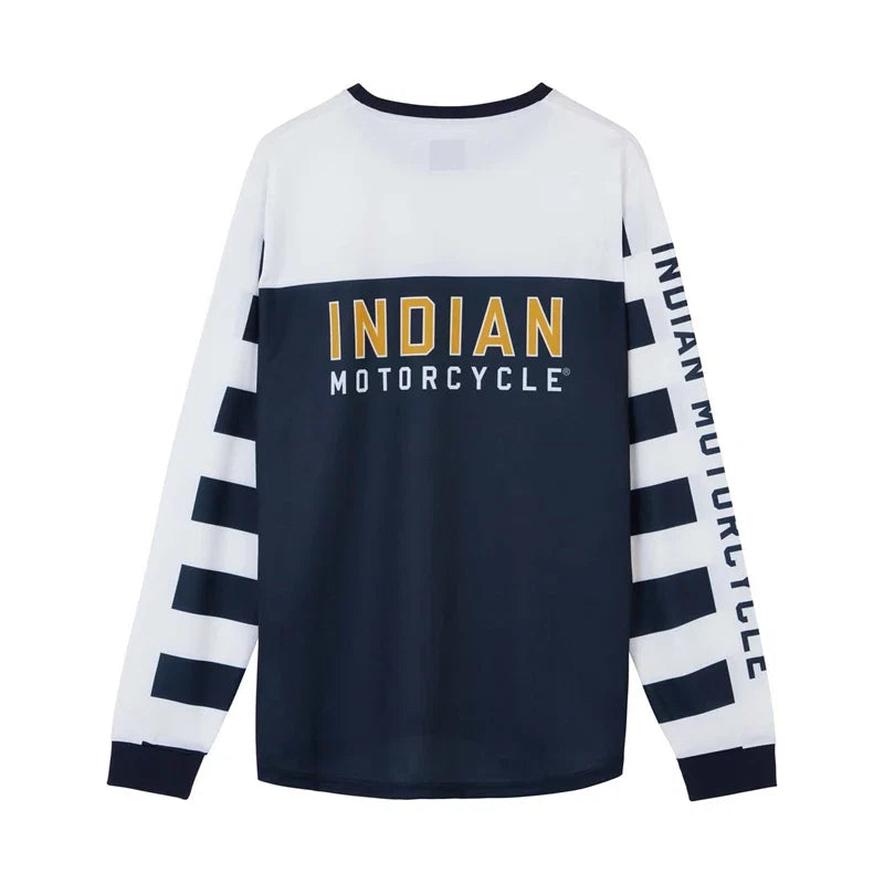 Indian Motorcycle Men's Striped Sleeve Jersey T-Shirt - White