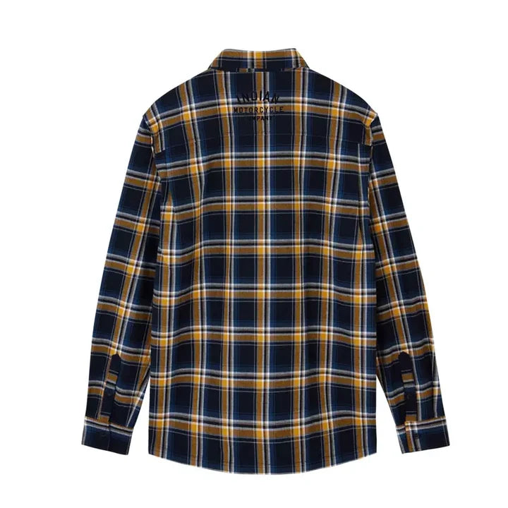 Indian Motorcycle Men's Kansas Plaid Shirt, Navy