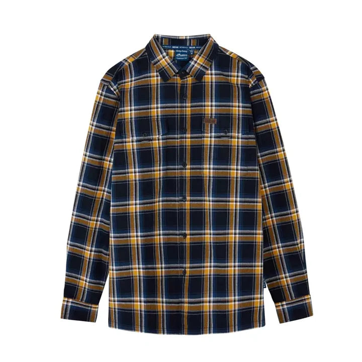 Indian Motorcycle Men's Kansas Plaid Shirt, Navy