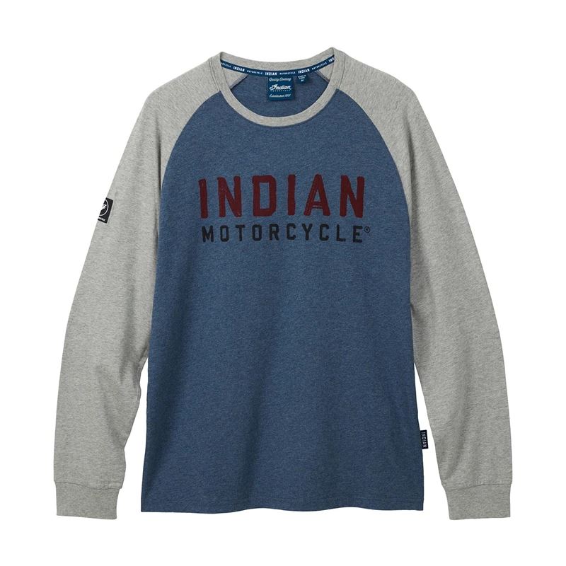 Indian Motorcycle Men's Handdrawn Logo Long Sleeve T-Shirt - Blue