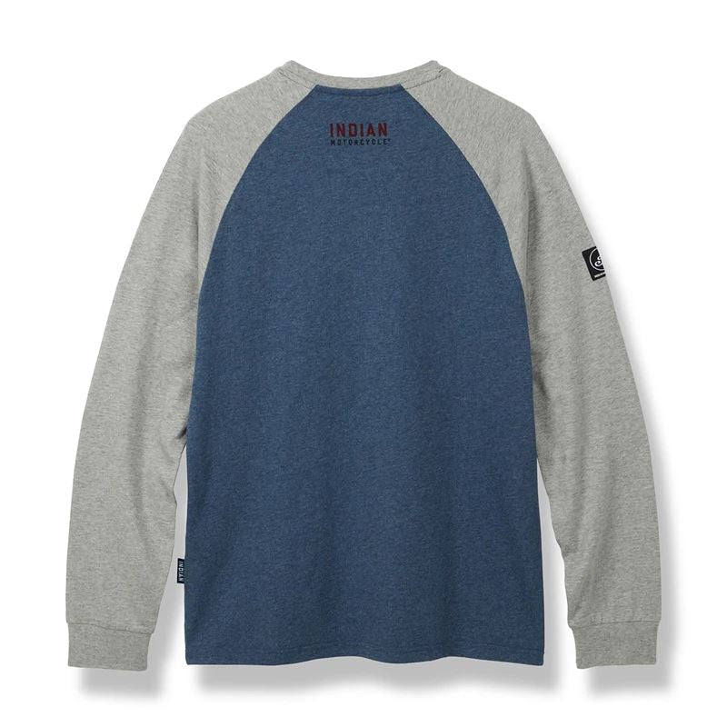 Indian Motorcycle Men's Handdrawn Logo Long Sleeve T-Shirt - Blue