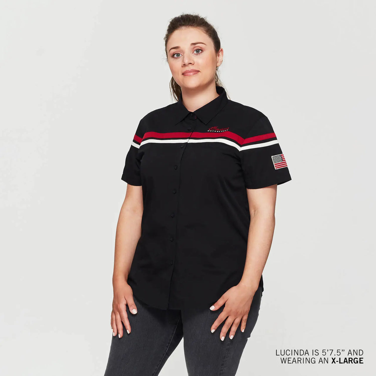 Indian Motorcycle Women's Script Shop Shirt, Black