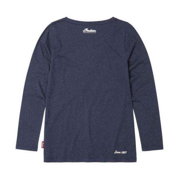 Indian Motorcycle Women's Embroidered Script Shirt Long Sleeve - Navy