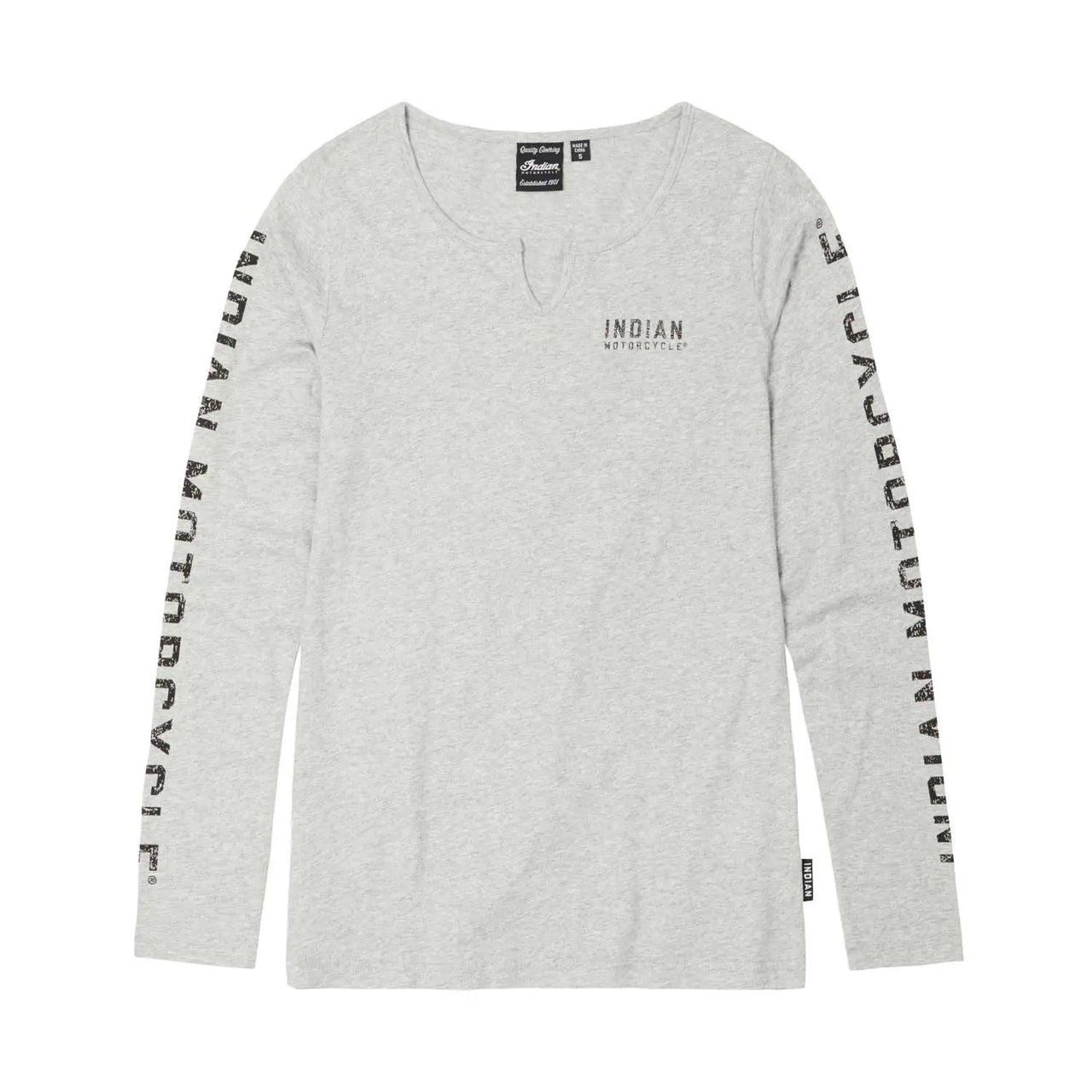 Indian Motorcycle Women's Sleeve Print Long Sleeve T-Shirt, Gray