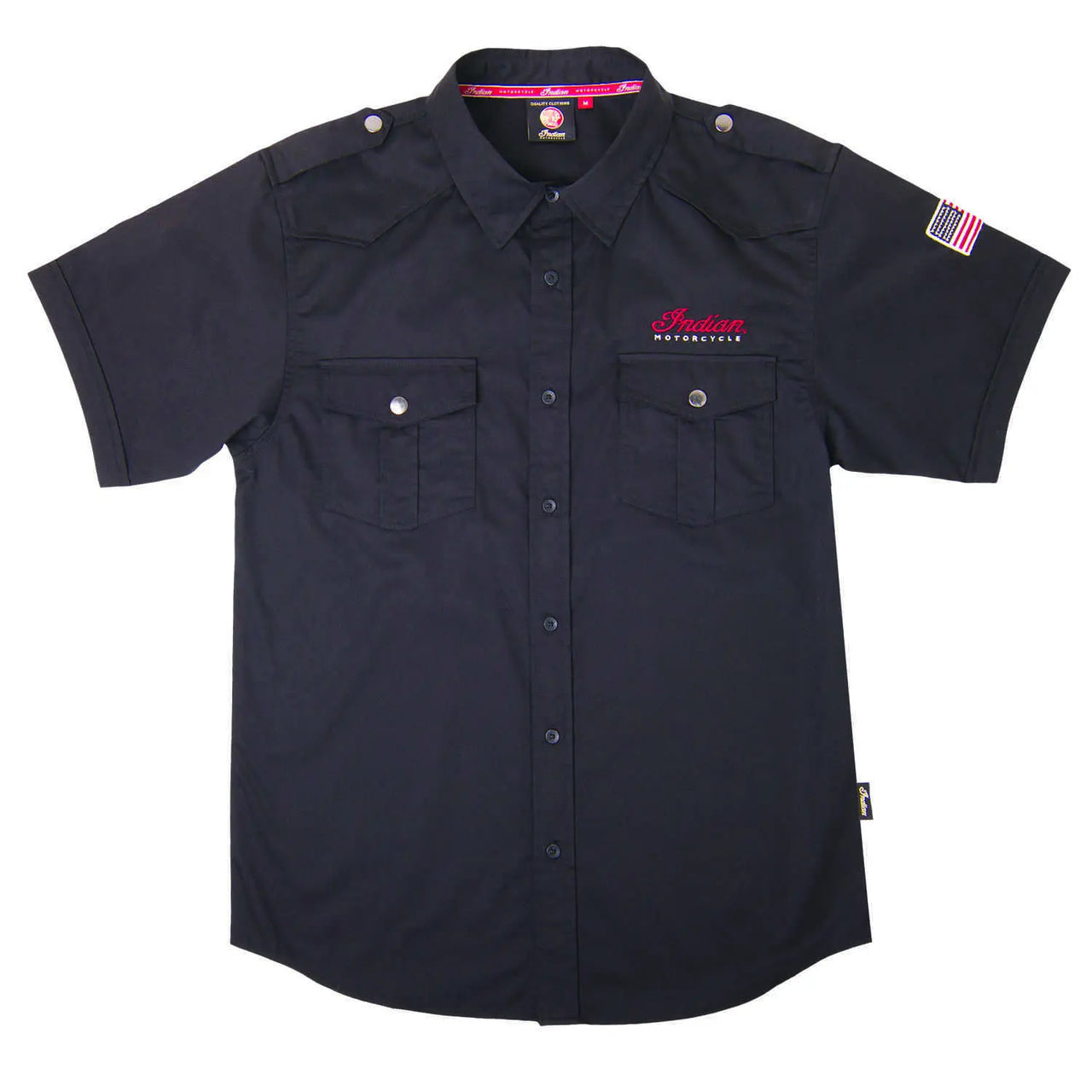 Indian Motorcycle Men's Short-Sleeve Casual Shirt, Black