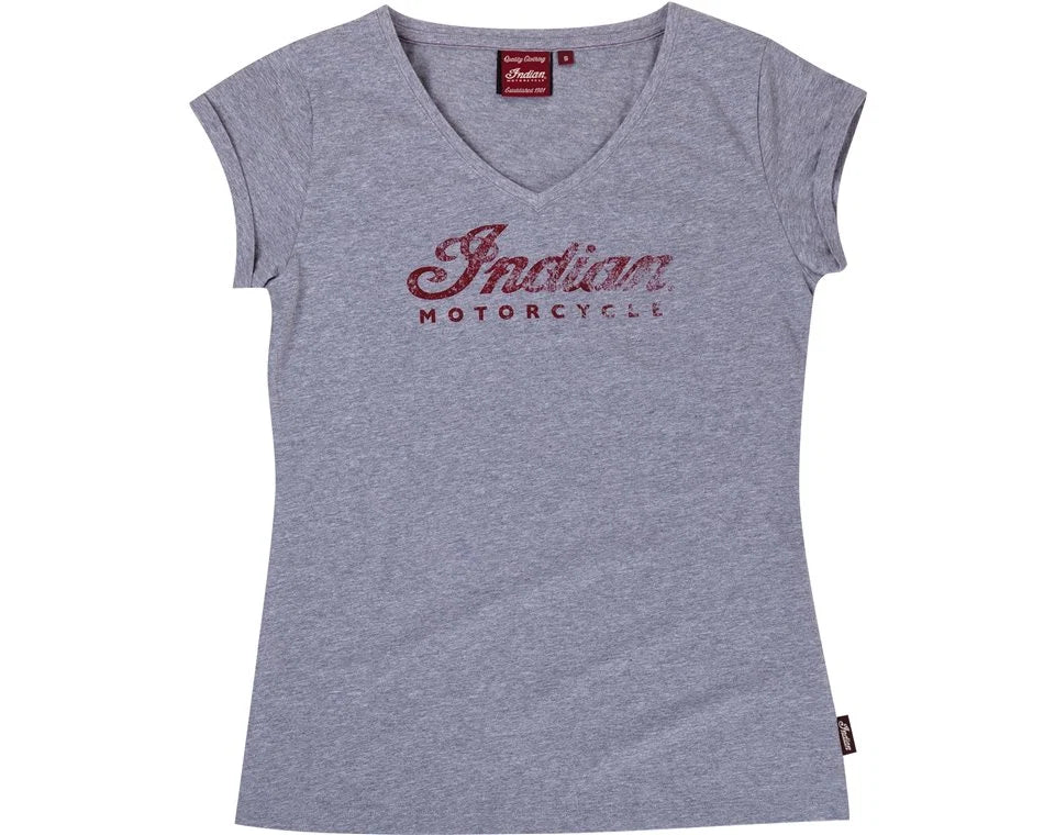 Indian Motorcycle Women's Logo V-Neck Tee - Gray