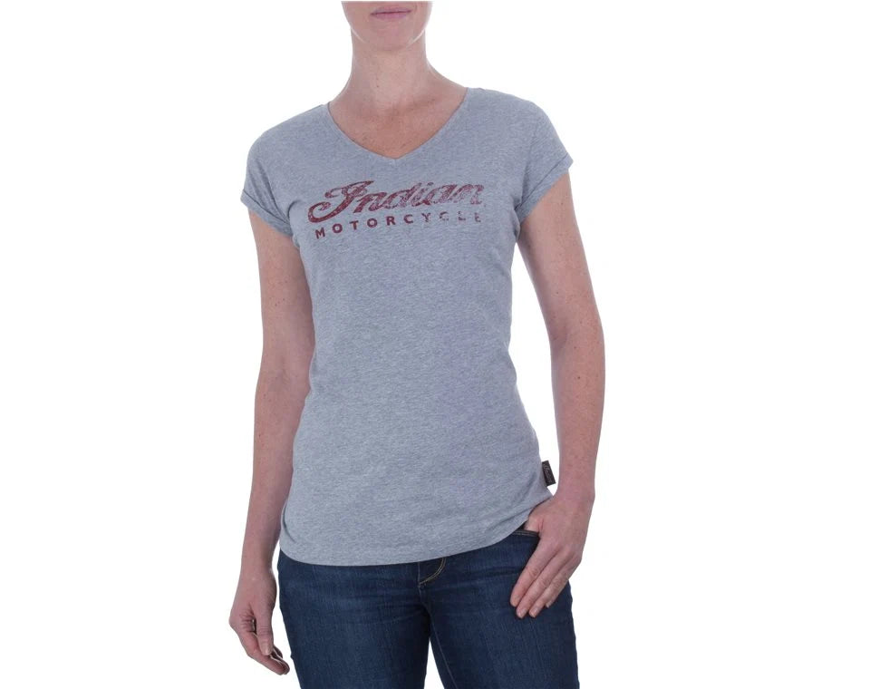 Indian Motorcycle Women's Logo V-Neck Tee - Gray