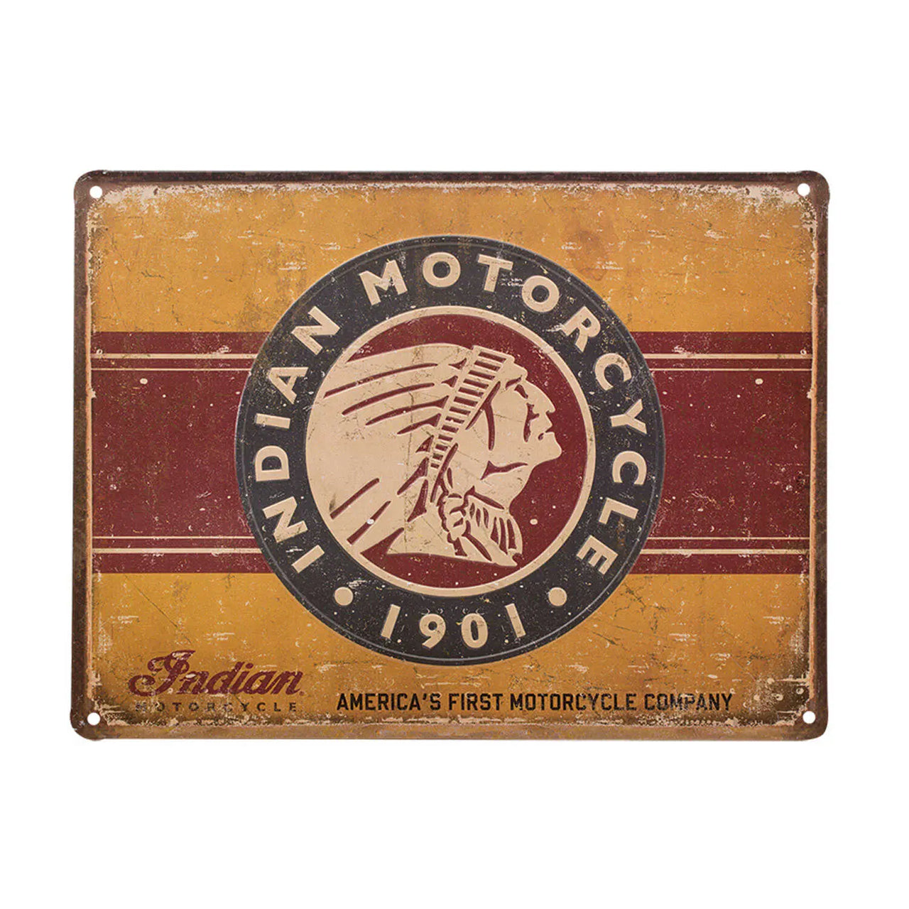 Indian Motorcycle First Motorcycle Embossed Metal Sign