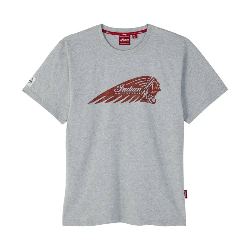 Indian Motorcycle Men's Distressed Headdress Marl T-Shirt, Gray