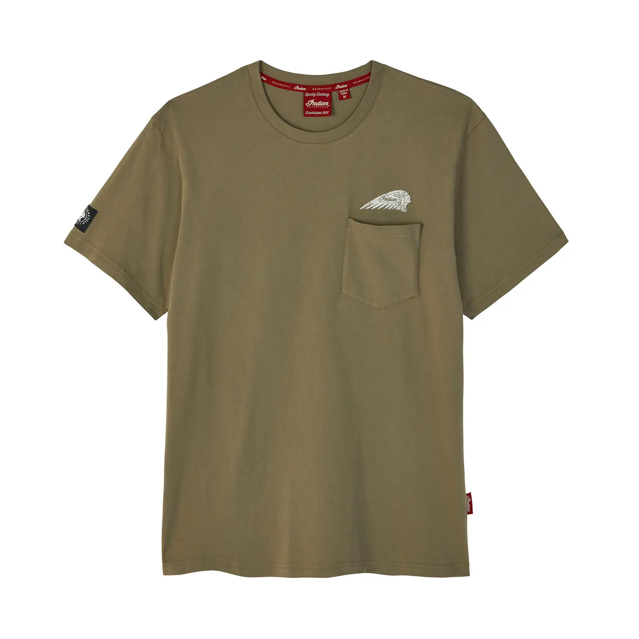 Indian Motorcycle Men's Spirit Lake IA Pocket T-Shirt, Green