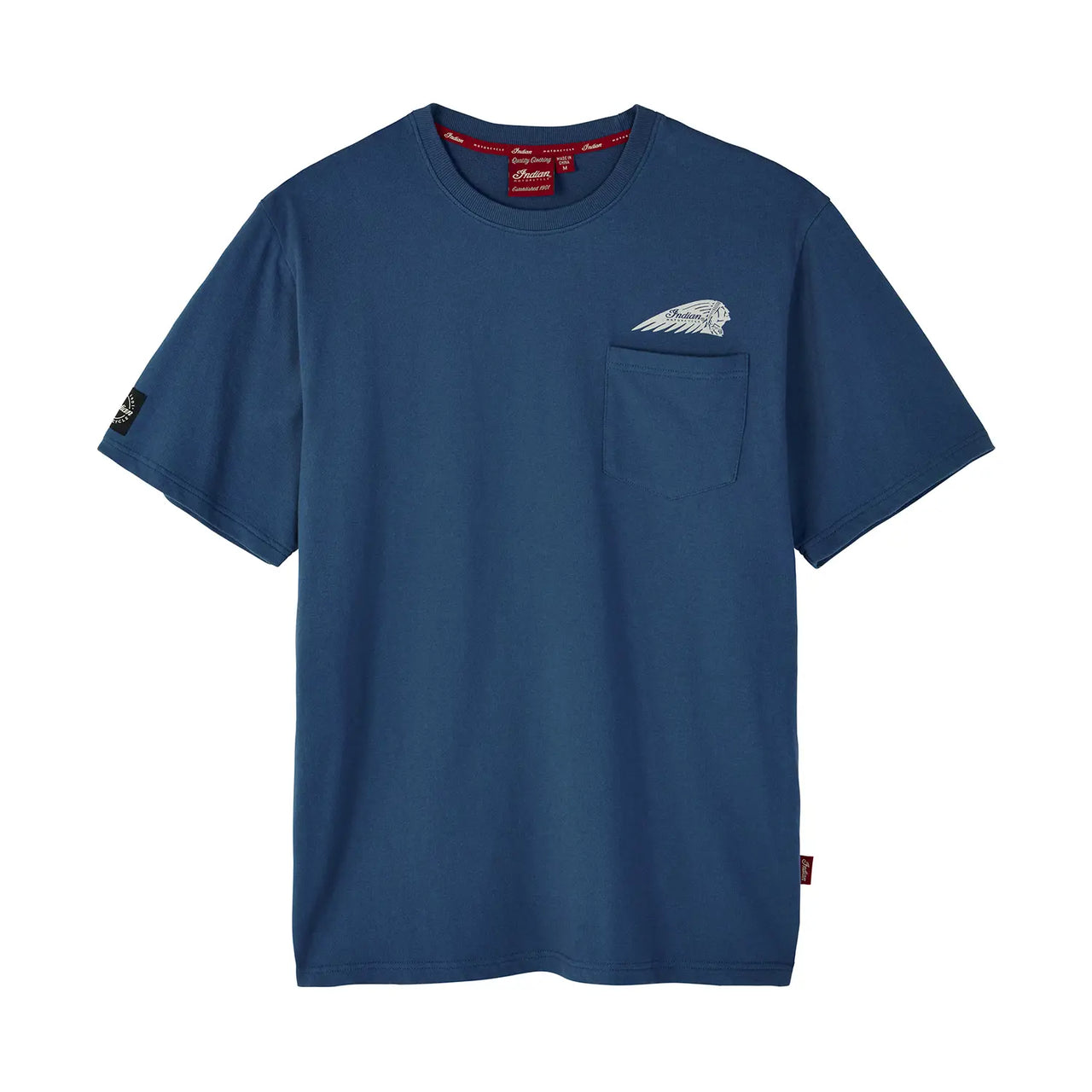 Indian Motorcycle Men's Motor Oils Pocket T-Shirt, Blue