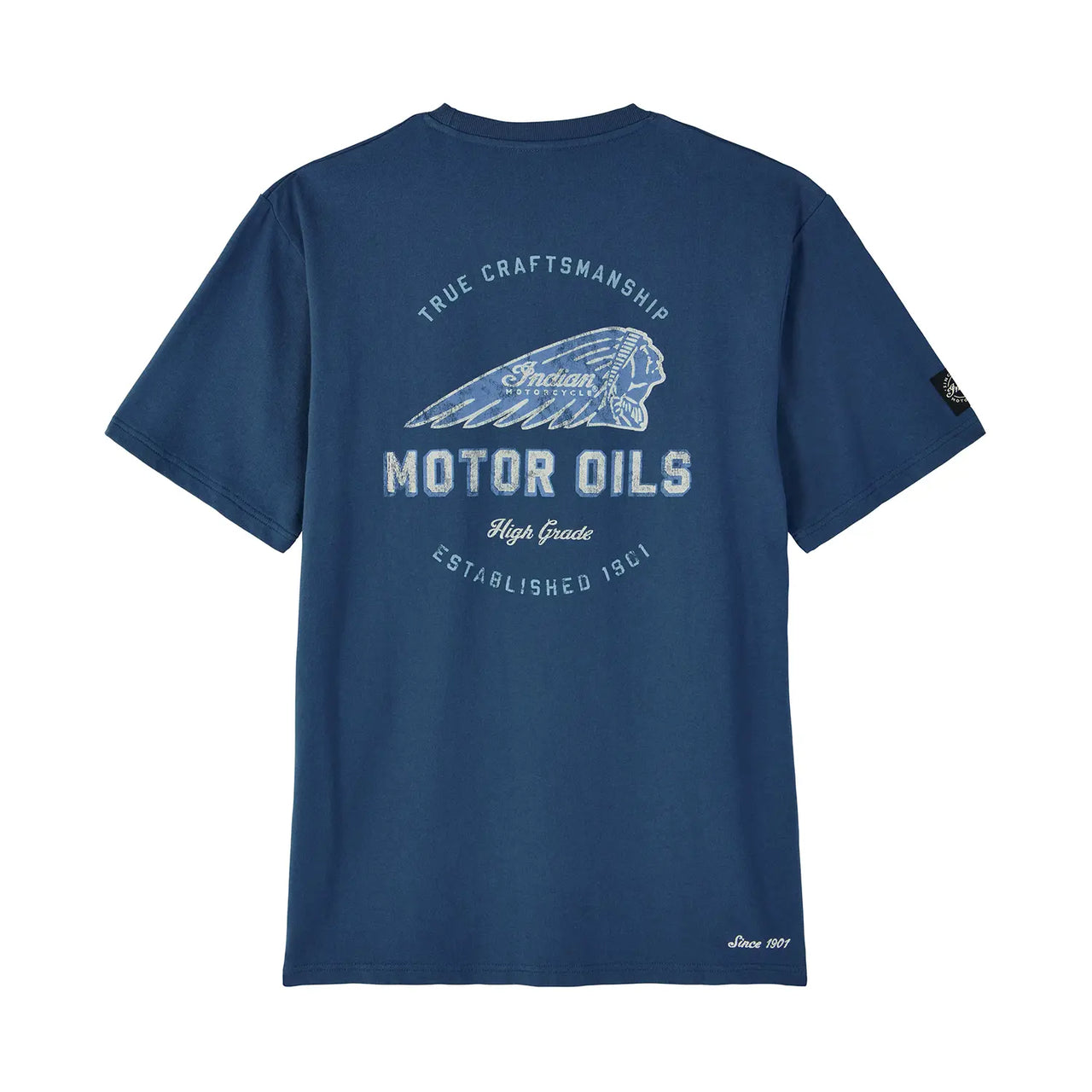 Indian Motorcycle Men's Motor Oils Pocket T-Shirt, Blue