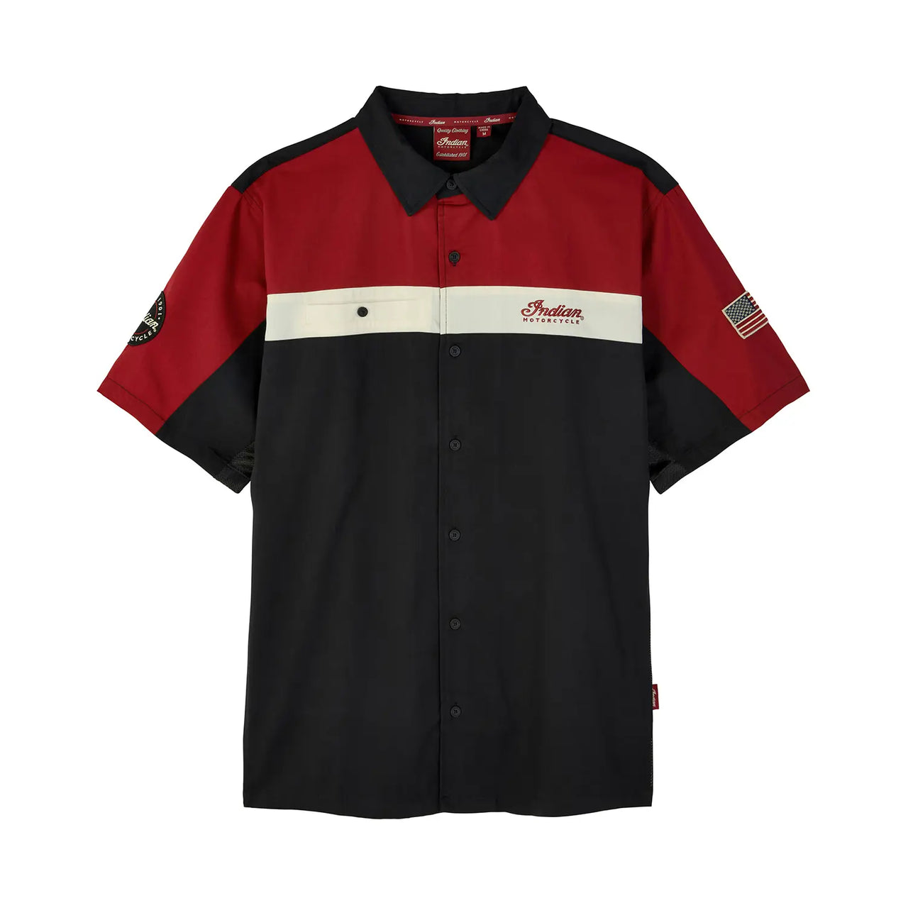 Indian Motorcycle Men's Headdress Colorblock Shop Shirt, Red