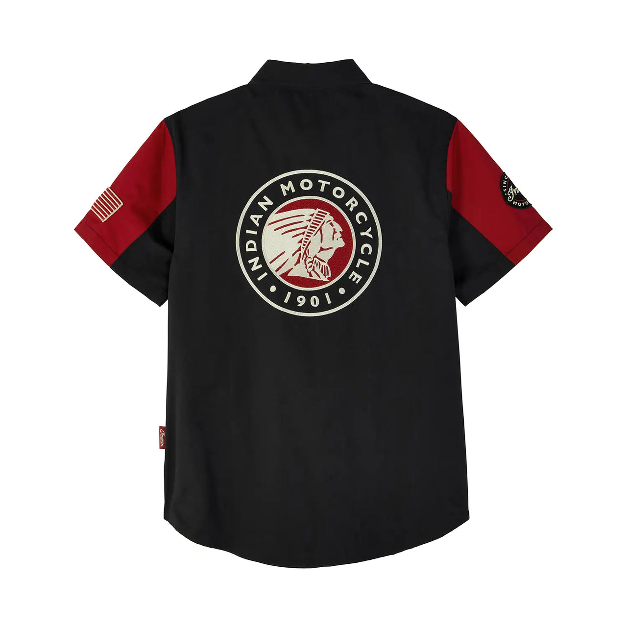 Indian Motorcycle Women's Headdress Colorblock Shop Shirt, Red