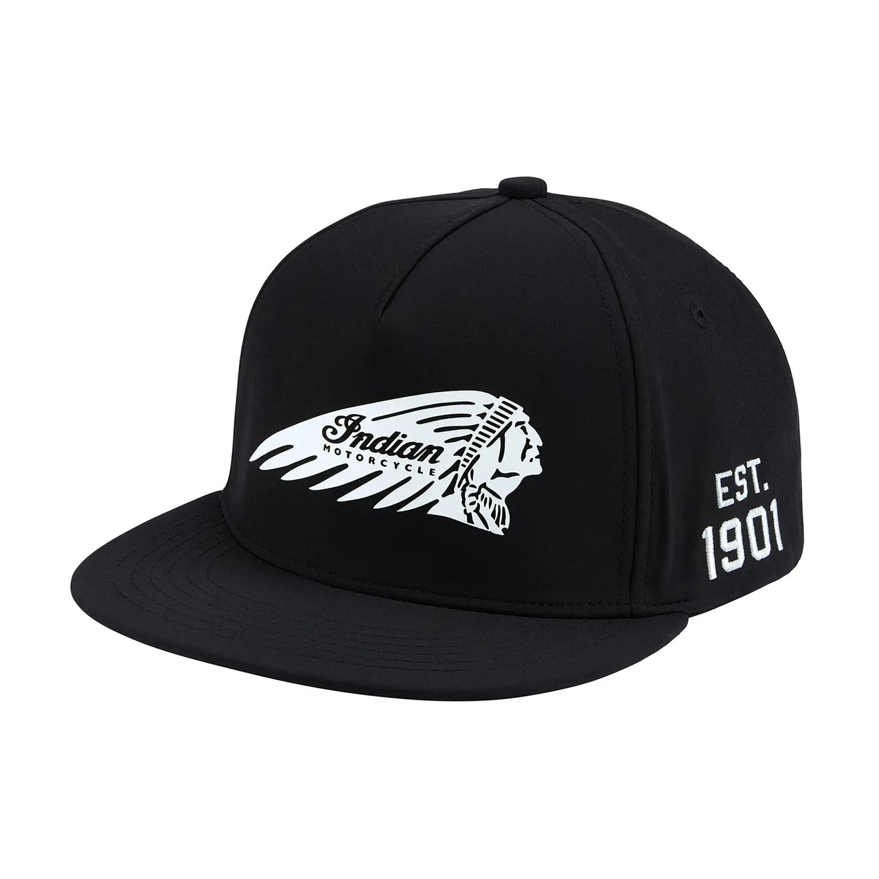 Indian Motorcycle Headdress Flat Brim Cap, Black