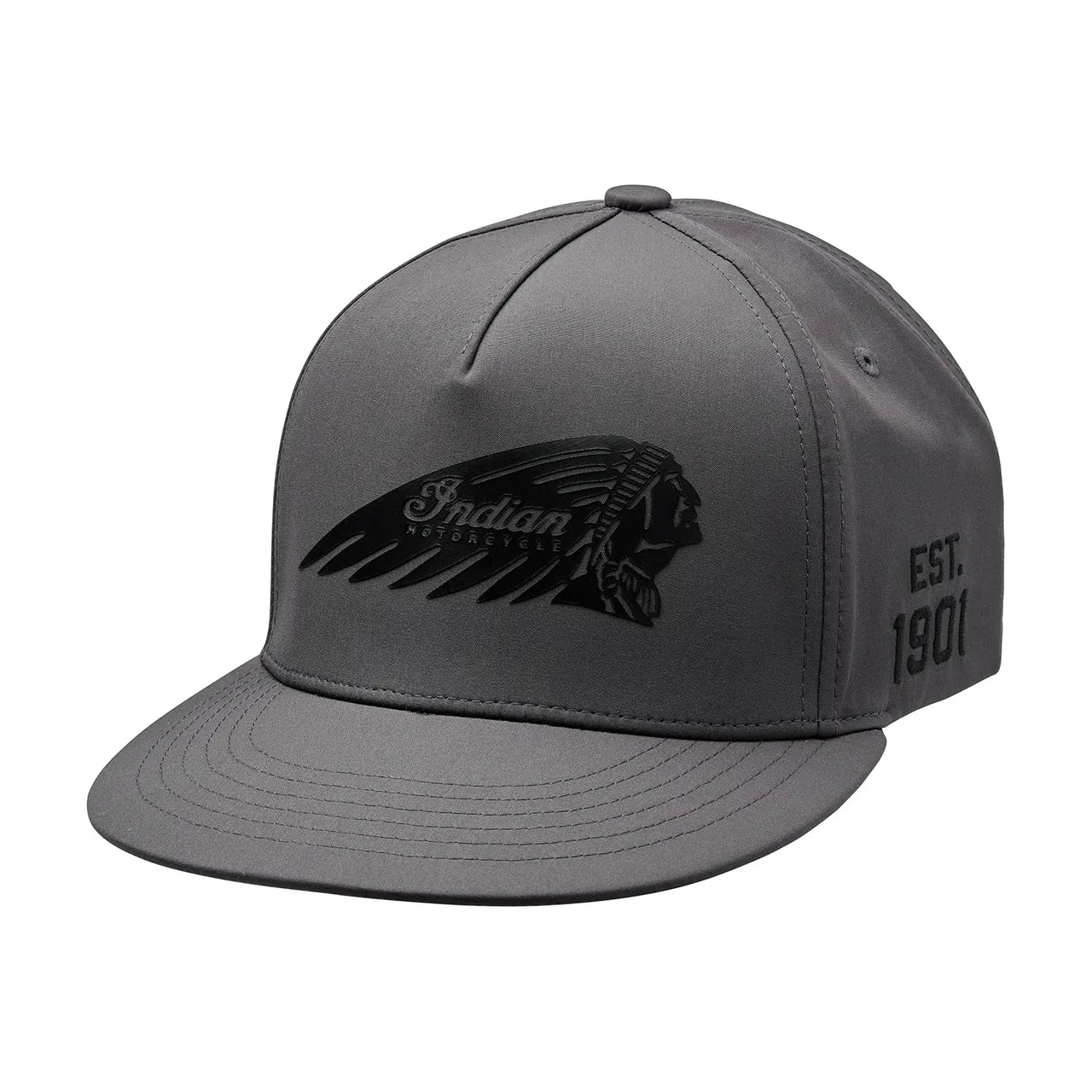 Indian Motorcycle Headdress Print Flat Peak Cap, Gray