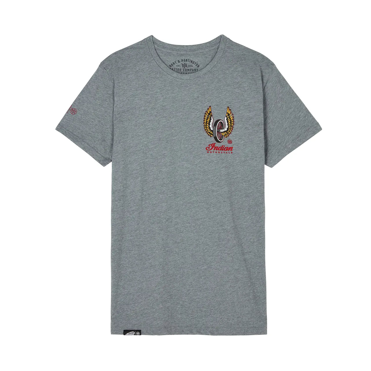 Indian Motorcycle x Hart & Huntington Men's IMC X HH Winged Wheel T-shirt, Gray