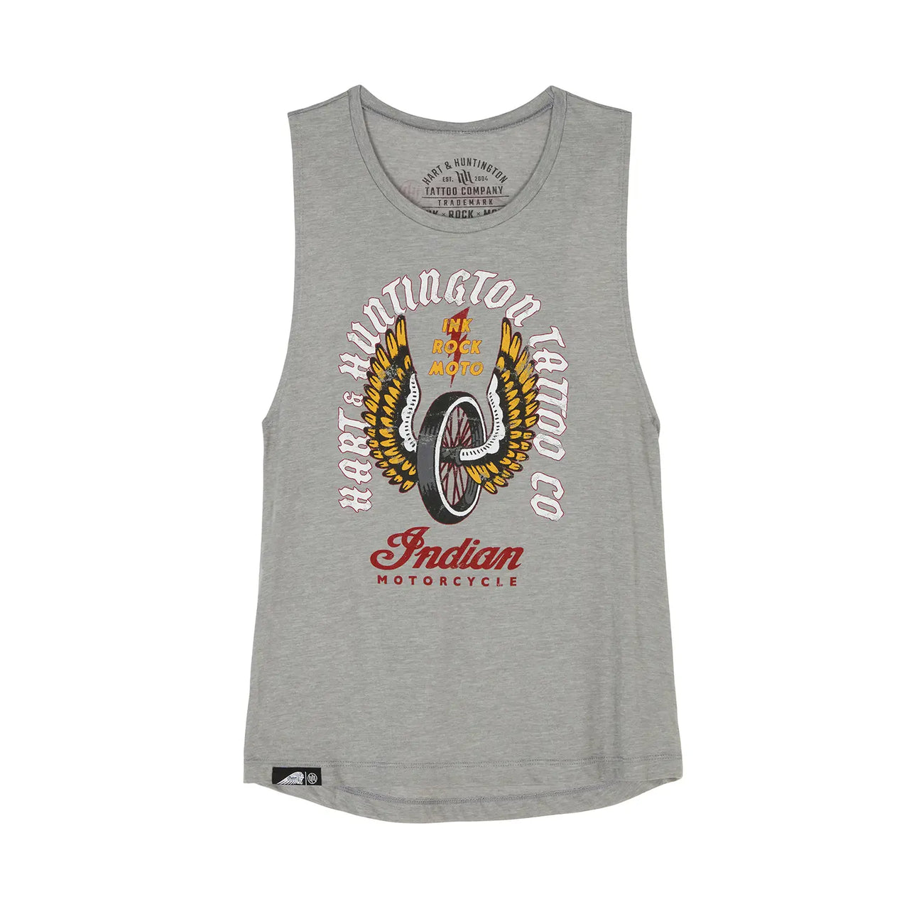 Indian Motorcycle x Hart & Huntington Women's IMC X HH Winged Wheel Tank, Gray