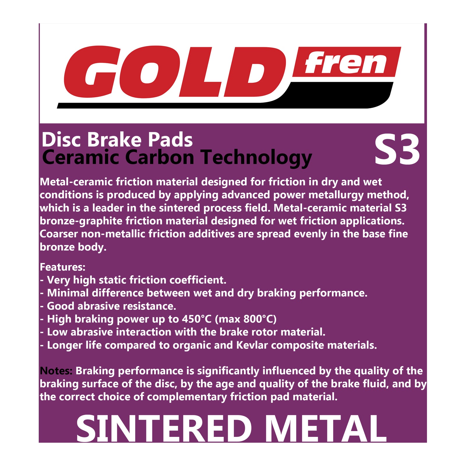 GOLDfren Brake Pads GF285 - S3