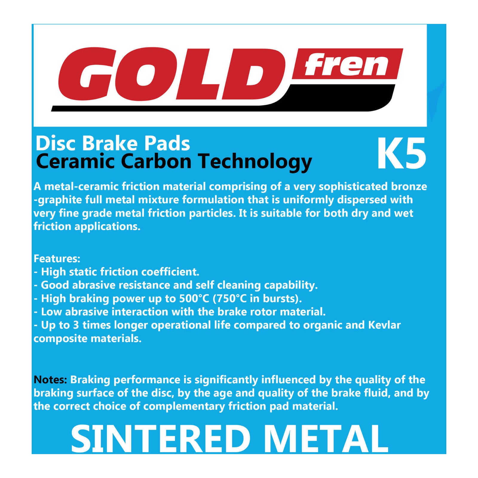 GOLDfren Brake Pads Off-Road Racing GF376 - K5 ( PR508 )