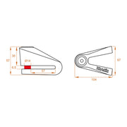 Kovix KVZ2 Disc Lock Orange 14mm Pin with Reminder Cable