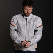 LS2 Riva Men's Jacket - Light Grey / Hi-Vis Orange