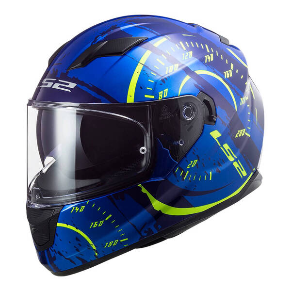 LS2 FF320 - Stream Evo Tacho Helmet - Blue / Hi-Vis Yellow (Small)