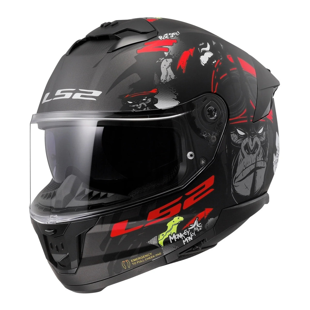 LS2 FF808 Stream II - Angry Monkey Matte Black/Red
