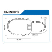 Oxford Retractable Combination Cable Lock 75cm - Black