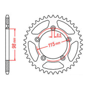 Rear Sprocket MTX Zero Alloy MX 894 48T #420 11A-KMX-48BLK