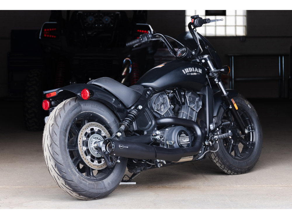 Grand National 2-into-1 Exhaust – Black with Black End Cap. Fits Indian Scout 2015-2024