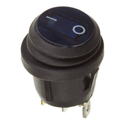 WHITES 12V ROCKER SWITCH ON-OFF BLU WATERPROOF ROUND